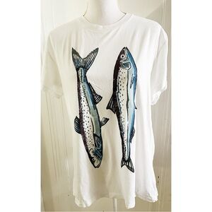 Girl Dangerous • Fish Graphic White T-Shirt
